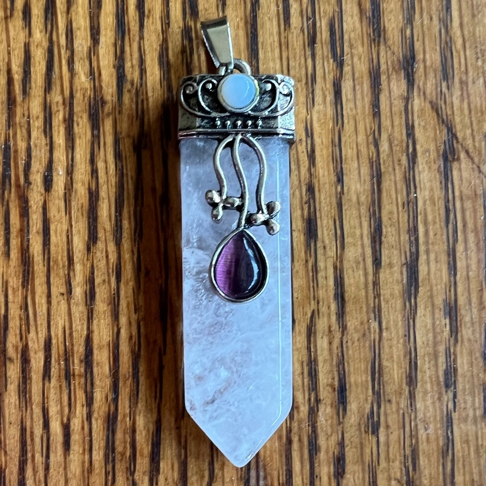 Quartz Crystal Amethyst Pendant Moonstone Boho New